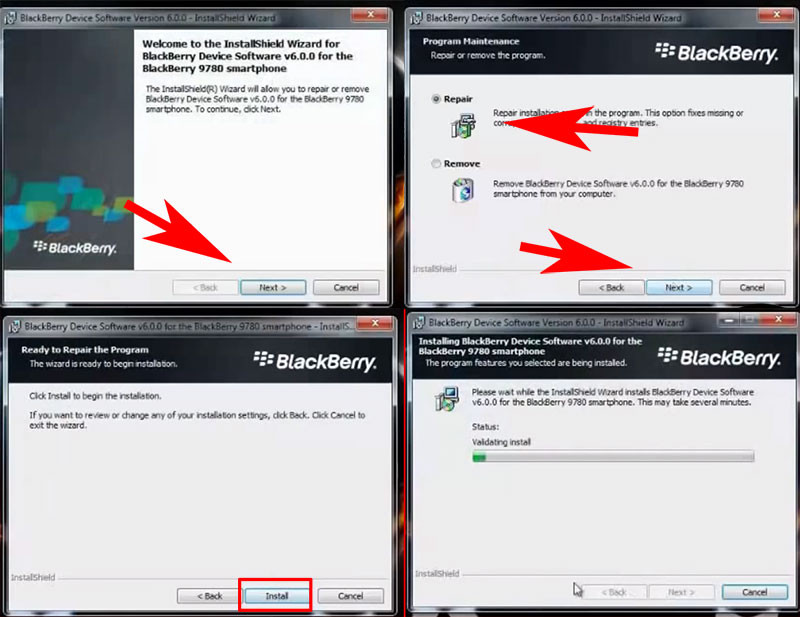 Cài đặt up rom blackberry theo hình