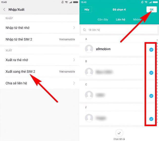 Cách chuyển danh bạ từ máy sang sim